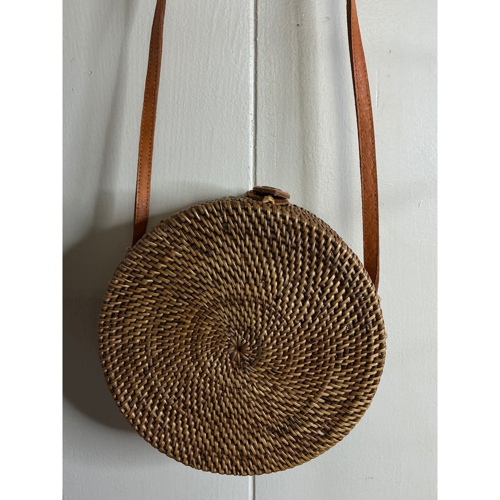 Poppy + Sage Crossbody Bag Women's Round Rattan Woven Straw Purse Boho Chic - Picture 2 of 14